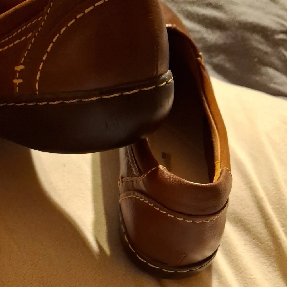 Clarks Brown Leather Loafers with Polished Finish